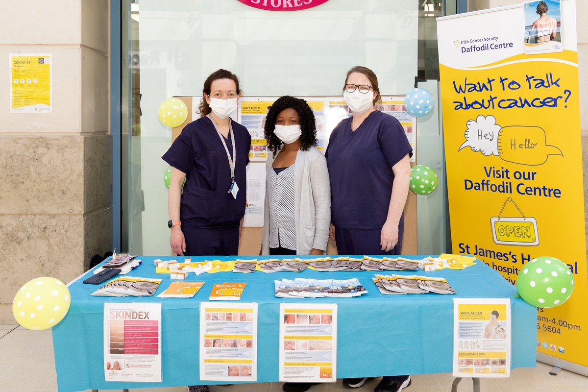 Carol Day, Dermatology Surgery, Linda Wilson, Irish Cancer Society &amp; Edel McGrath, Dermatology Surgery our amazing team promoting #SkinCancerAwarenessMonth. Up to 90% of UV rays can pass through light clouds.The sun’s UV rays can cause long term damage to your skin.