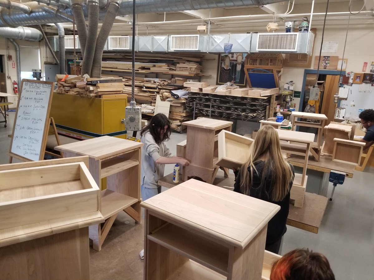 Crunch time in The Woodshop.  Nightstands in oak and cherry. #woodworking #woodshop