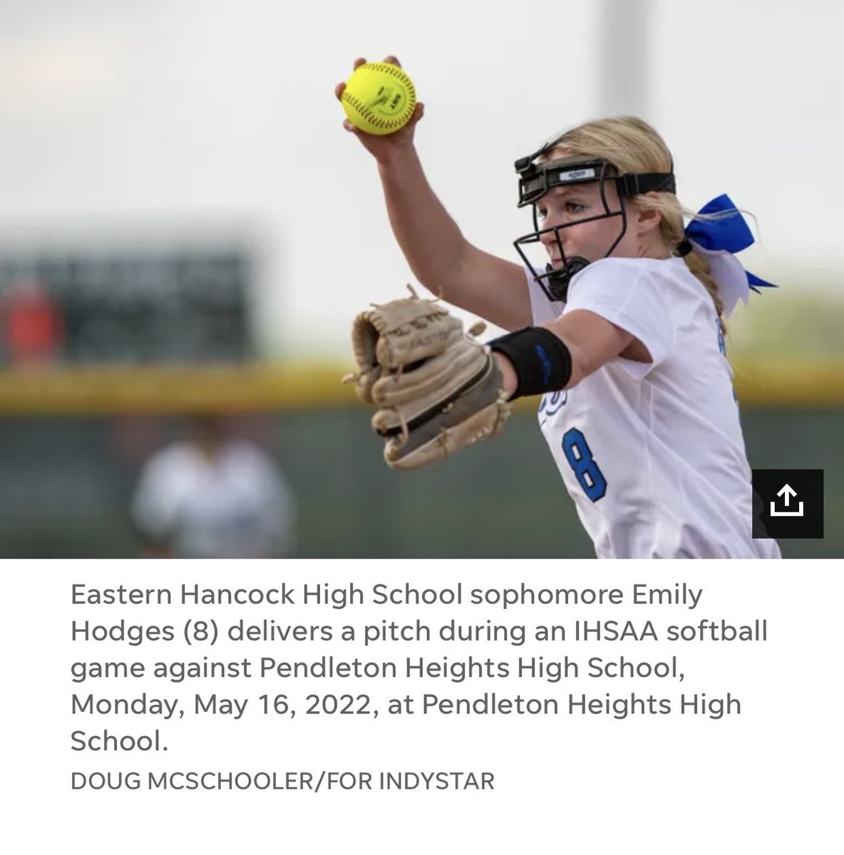 Our own Emily Hodges threw a great game vs Pendleton Heights (# 8 in Indy Star’s Fab 15).  We’re proud of you Em!!