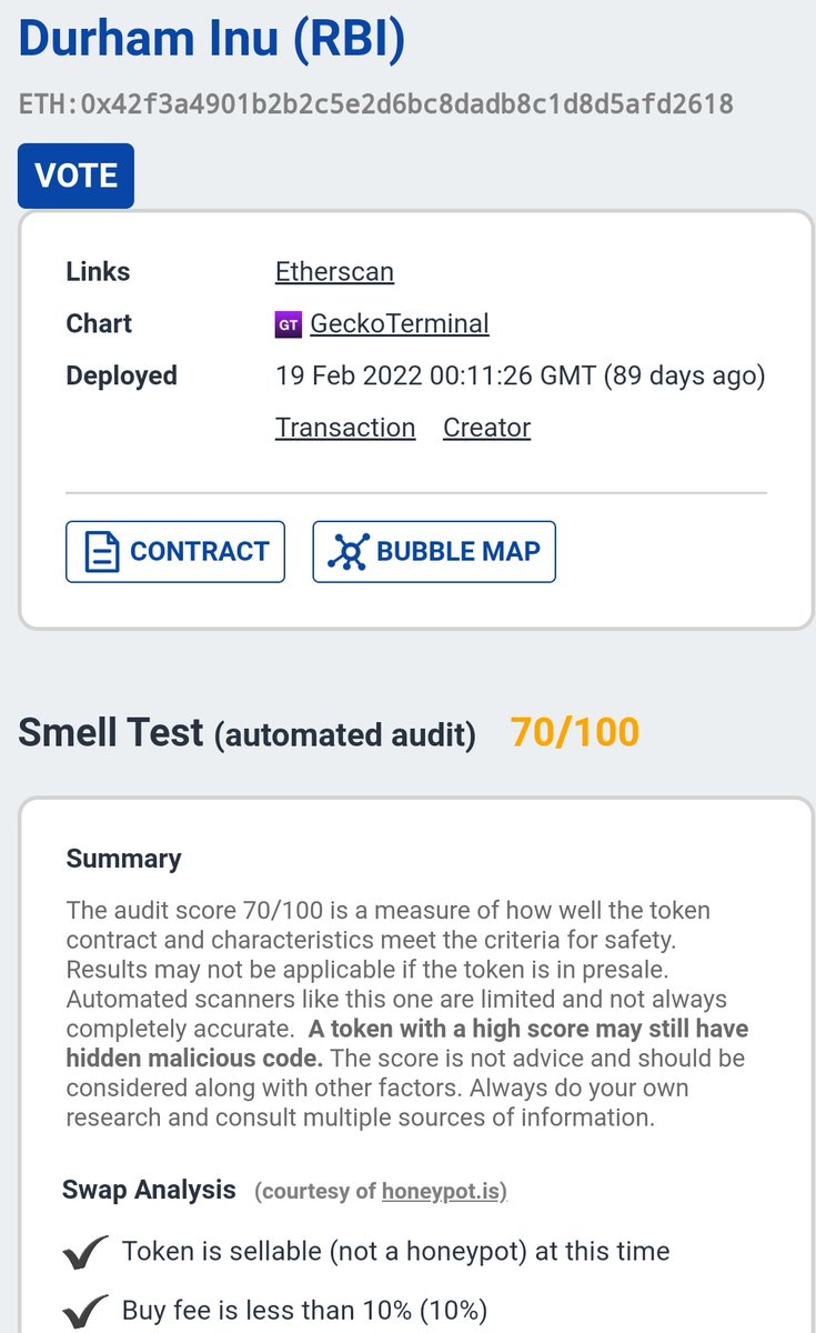 ayucharlottee's tweet photo. I just checked $RBI @DSportsCrypto
and this is my result ๐ง
$RBI โ ๏ธ
๐คLiq locked ๐
๐ฅT. Supply 1 B
๐ค#staking โ
#daap
๐ฅ Contract result 70/100
Buy ๐ด sell ๐ข
This is a good time for accumulation ๐ช
#cryptocurrency #crypto #Blockchain
#1000xgem #RBI #durhaminu #Doge
#ETH https://t.co/s1uMGYsfzE