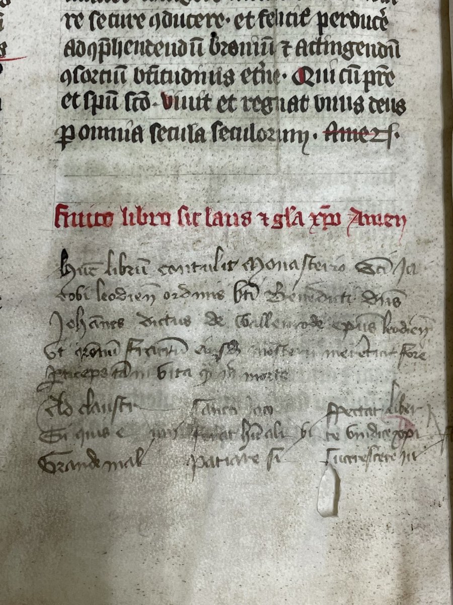 SCA_MULibrary's tweet photo. Another "lovely" cataloguing surprise today...a Medieval MS book curse!๐The medieval answer to security, book curses were a common method from ancient times to the Middle Ages to discourage thieves and defacers. #TermThursday #bookcurse https://t.co/Mu2bu8lBkA