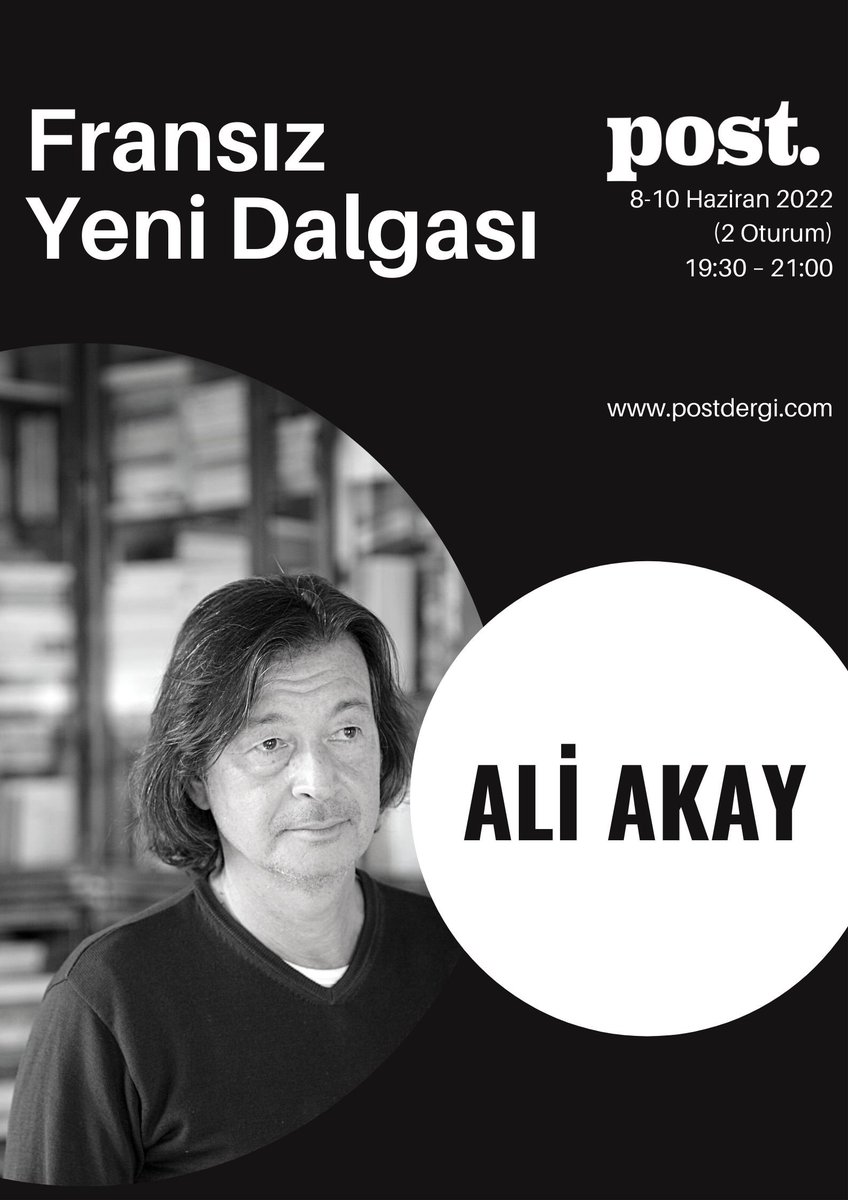 Post'tan yeni atölye 8-10 Haziran'da: 

"Ali Akay ile Fransız Yeni Dalgası"

Katılım için link: biletino.com/tr/e-g5m/frans…