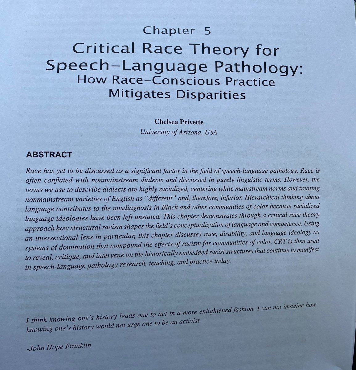 Critical Race Theory for SLP  <a href="/TheeDrP/">Chelsea Privette</a> thank you for writing this essential work.