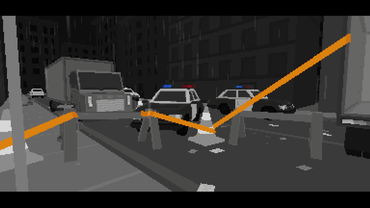 Clock_Out_Games's tweet photo. Some screenshots of the second map - This one is has a 50's noir theme and mostly takes place in a hotel during a crime scene investigation. #gamedev #indiedev #unity3d https://t.co/0JcLBtn3Fk