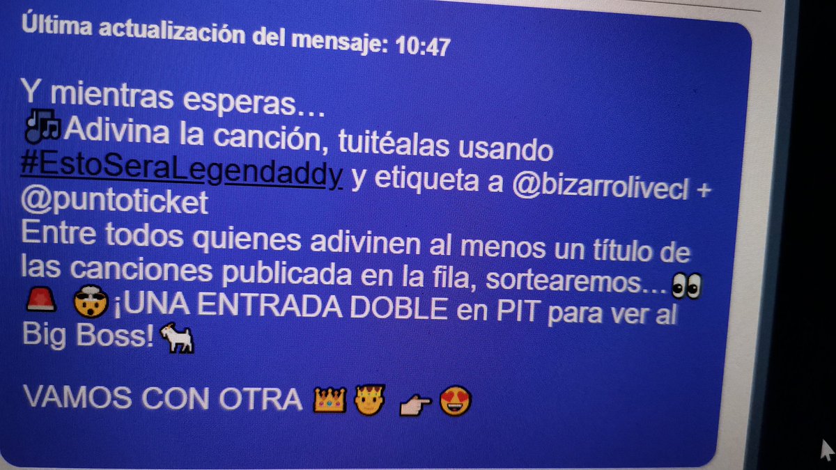 decartesp's tweet photo. @puntoticket @bizarrolivecl #EstoSeraLegendaddy tu príncipe!!! https://t.co/XV9aMkPbE3