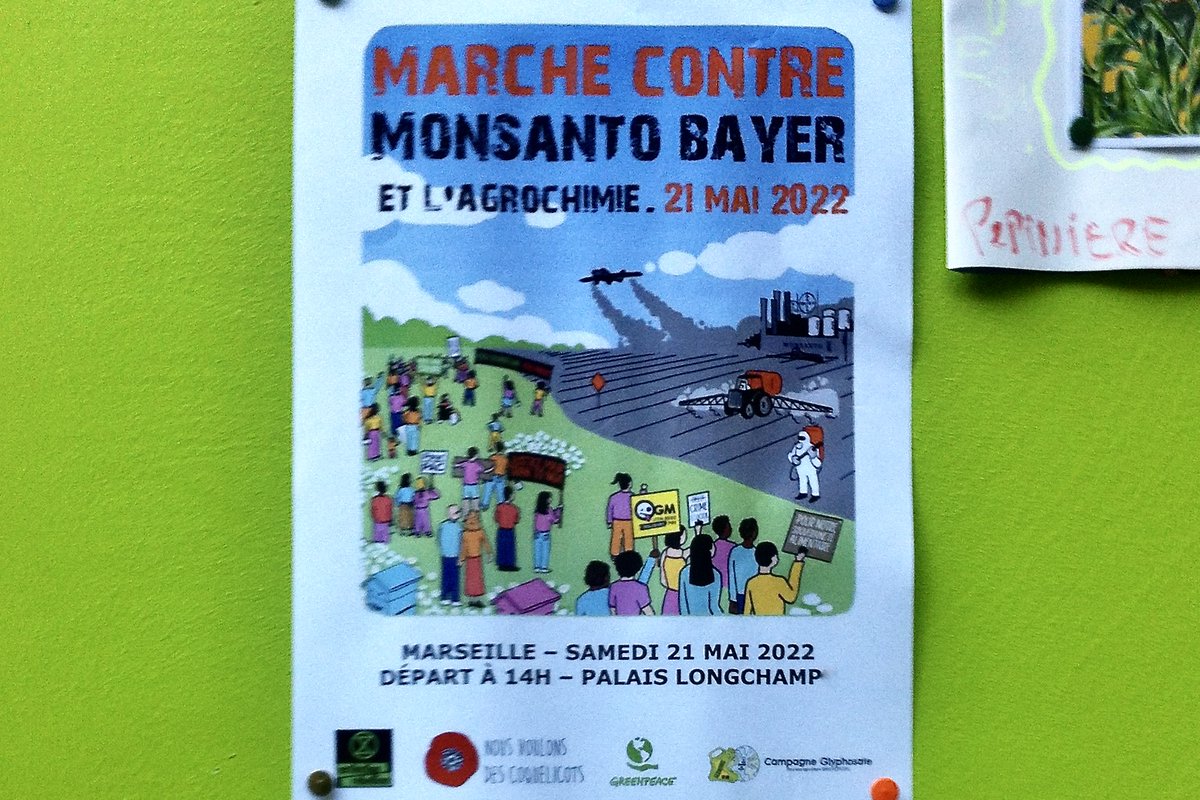 ManuelBroquere's tweet photo. Marche contre Monsanto-Bayer 2022  Marseille 21 mai
Rdv 14h, a l' entrée du Parc Longchamp (blvd Longchamp) Manifestation déclarée.
On fait de notre mieux - tout notre possible - pour organiser la marche de samedi. 
On vous attends nombreux &amp; impliqué-e-s (pancartes, banderoles) https://t.co/khA8h4BYKd