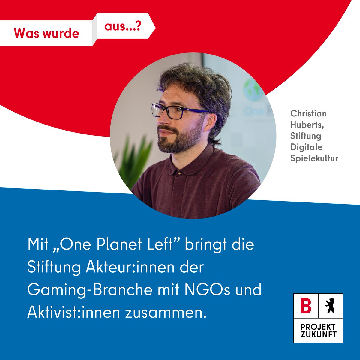 ZukunftBerlin's tweet photo. 2012 wurde @Digitale_Spiele mit einer Aufgabe gegründet: Auf gesellschaftlich relevante Themen aufmerksam machen und prüfen, was Computerspiele dafür tun können. Das hat sich auch 10 Jahre später nicht geändert, wie ihr Projekt #OnePlanetLeft beweist. ⤵️🎮 https://t.co/jG9PNDxxdr https://t.co/CbyfWt06H5