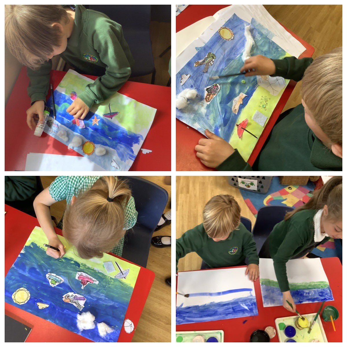 WalfordSchool's tweet photo. Class 1 have been working hard at their landscape scene artwork over the past few weeks. @kapowprimary We were inspired by Van Gogh and had to create our landscape background, thinking about textured materials and using both our cutting and collage skills. 🌍🎨🖌🖼 https://t.co/psTKHIgAur