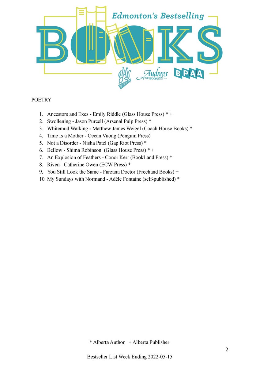 Edmonton's Bestselling Books for the week ending May 15! #ABbooks <a href="/AudreysBooks/">Audreys Books</a> @glassbookshop <a href="/durvileuproute/">DurvileUpRoutePublisher</a> <a href="/rmbooks/">rmbooks</a> <a href="/UAlbertaPress/">UAlberta Press</a> <a href="/fhbooks/">Freehand Books</a>