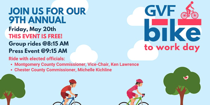 PTMA19454's tweet photo. Tomorrow is National Bike to Work Day! We invite you to join our friends at GVF TMA for this fun event! @GVFTMA #NationalBikeToWorkDay #bikes #PartnershipTMA #GVF #montco https://t.co/7f7NpDzVPP