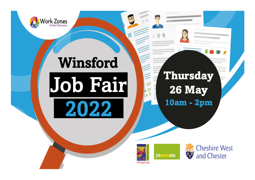 WinsfordShop's tweet photo. Are you looking for a new career, fancy a challenge or a change of career? 🤔 Come along to the Winsford Job Fair on the 26th May! To get in touch: winsfordworkzone@cheshirewestandchester.gov.uk or phone 07766 205389
#winsfordcommunity #winsfordjobs https://t.co/lxfyafnxvk