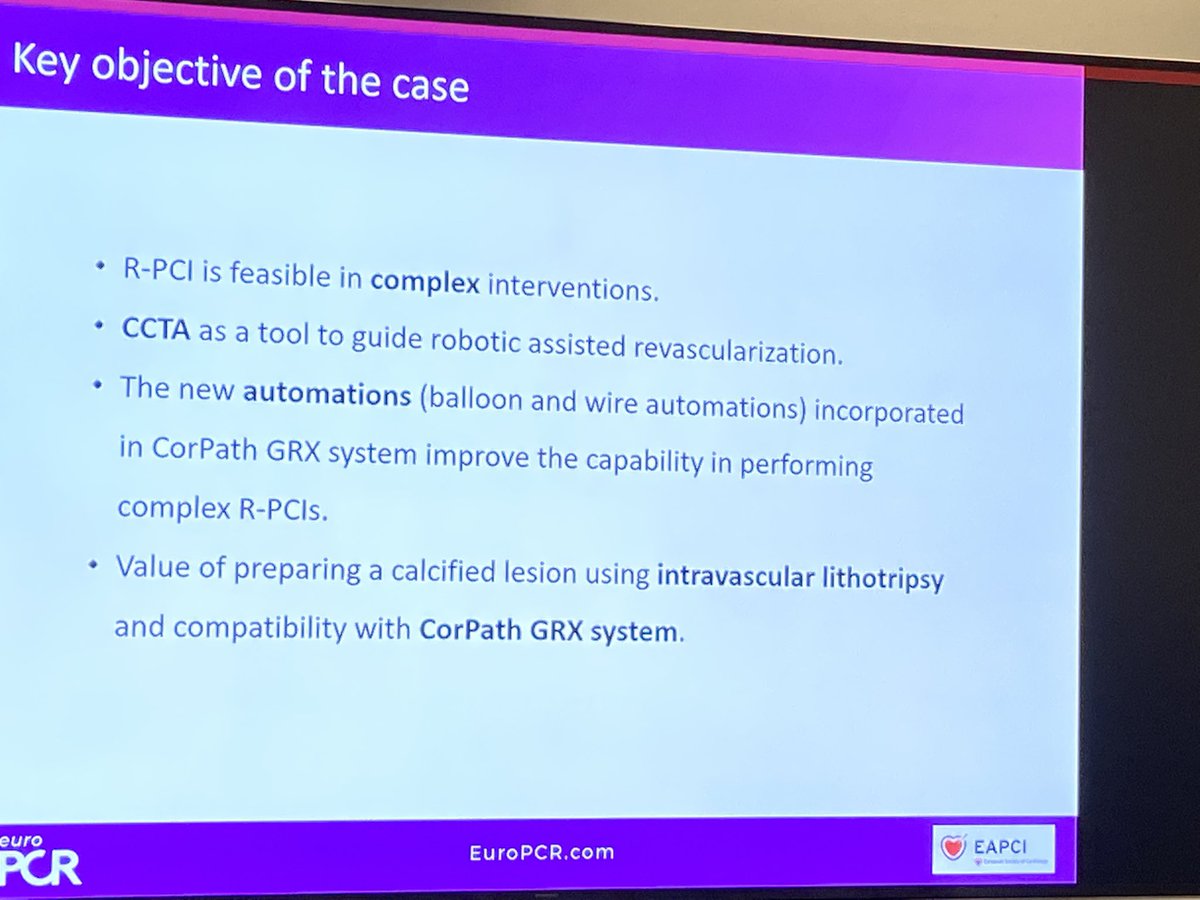LPernasett's tweet photo. Left main and bifurcation PCI in NSTEMI. #roboticPCI case. Calcified LM & two stents technique. IVL compatible #euroPCR #clinicalcases #EuroPCR2022 https://t.co/Q3oE80HQtR