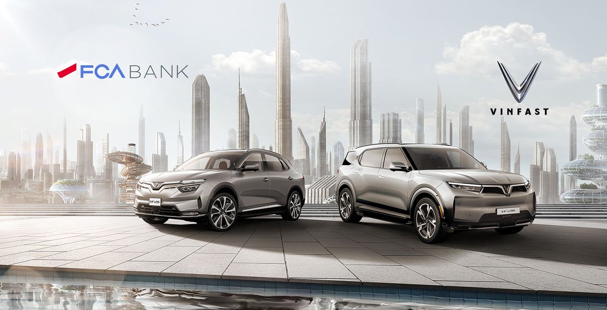 VinFastEurope's tweet photo. VinFast partners signed with FCA Bank for VinFast EVs in Europe. The monthly payment deals combine vehicle and battery subscriptions into one easy-to-understand payment.

Find our more: https://t.co/m3bl5099Vd

#VinFastEurope #JoinTheCharge #BoundlessTogether #EV #FCABank https://t.co/brDJcvkxzz