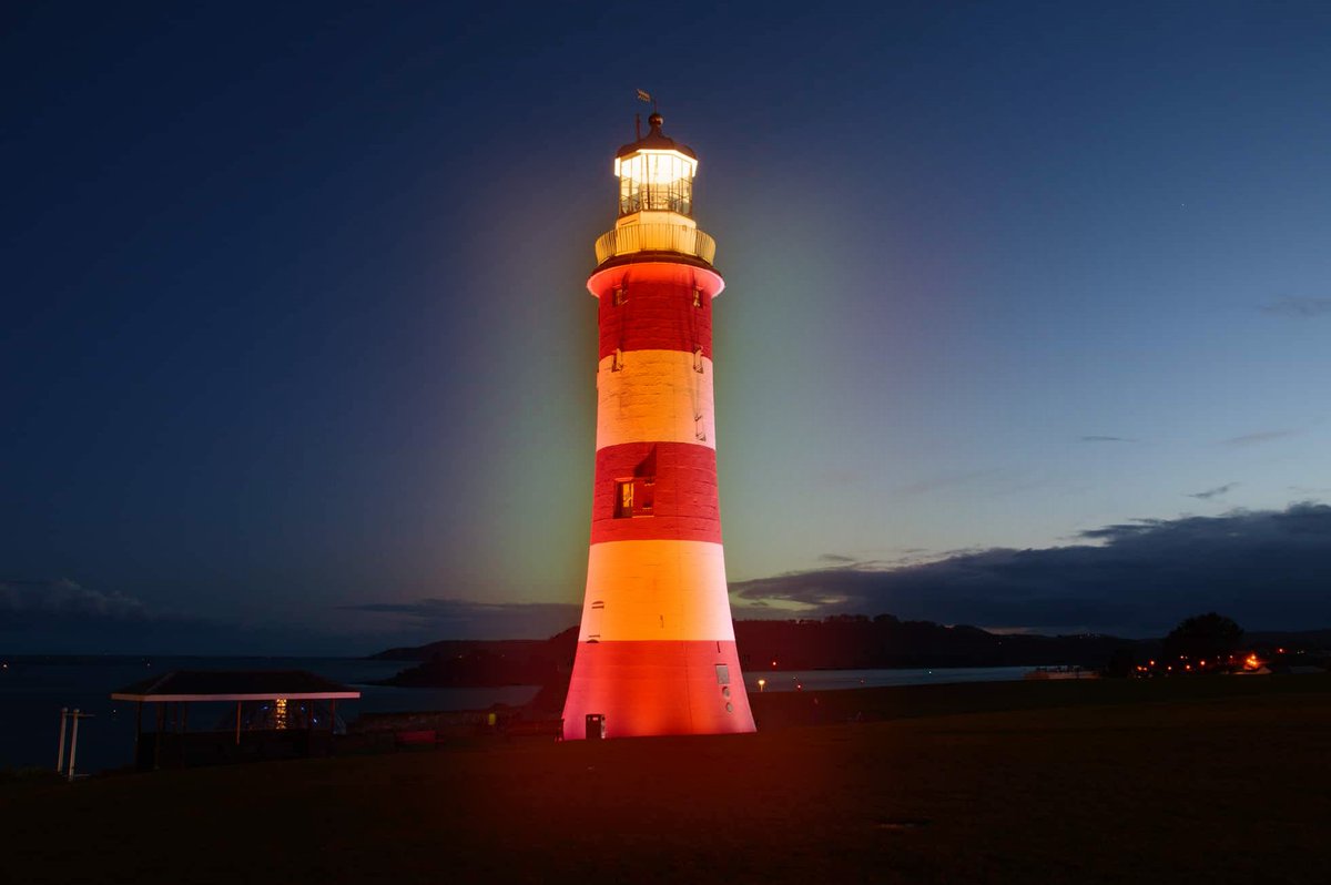 plymouthcc's tweet photo. Today has been a difficult day for Plymouth. So, we are lighting Smeaton's Tower orange tonight – a colour recognised by UNESCO to unite the world &amp; end all violence against women. See the Council’s statement following the sentencing of Cody Ackland here https://t.co/ENcZGzhcQx https://t.co/uU2Cr7DvXC