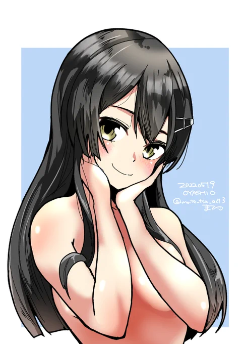 #艦これ版真剣お絵描き60分一本勝負_20220519
親潮ちゃん
外国のtiktokerやインスタグラマーがよくやるこのポーズすき 