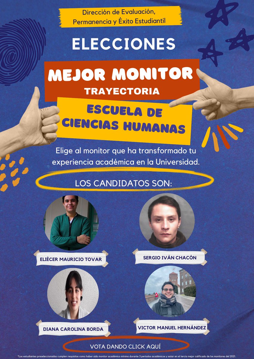 ech_ur's tweet photo. 🤩Elecciones Premio a la Trayectoria 2021 💛
Conoce los candidatos al Premio a la Trayectoria 2021, estudiantes que se han desempeñado como monitores en la #ECHUR https://t.co/JcumMV3Hk2
