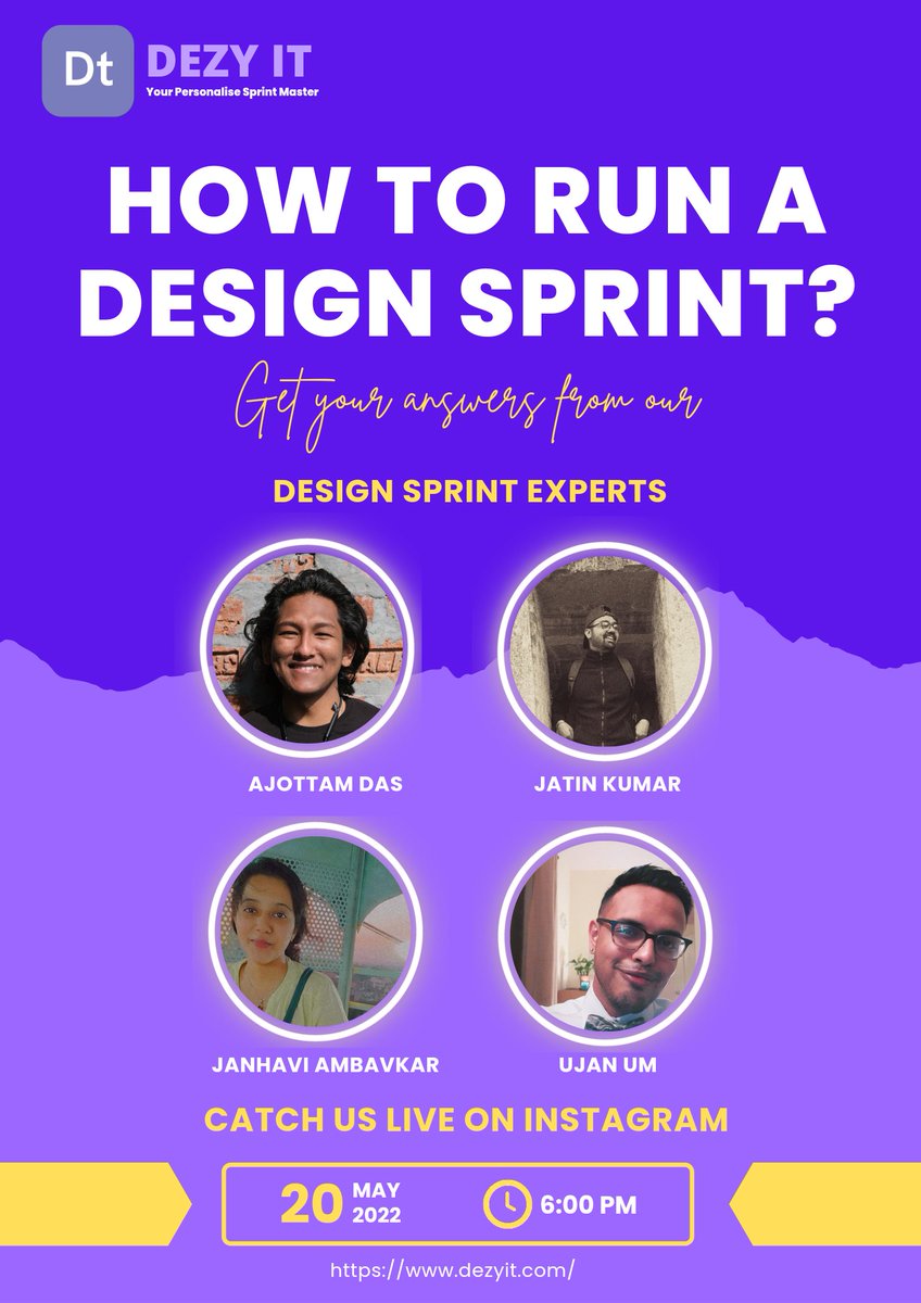 Hi everyone, we are organizing a live design session on the 20th of May at 6 pm IST on our Insta handle: <a href="/dezy_it/">Dezy It</a> .Don't miss an opportunity.
(Check out: dezy.it.com)
#design #dezyit #designwithdezyit #designsprint #livesession #itseasywithdezyit