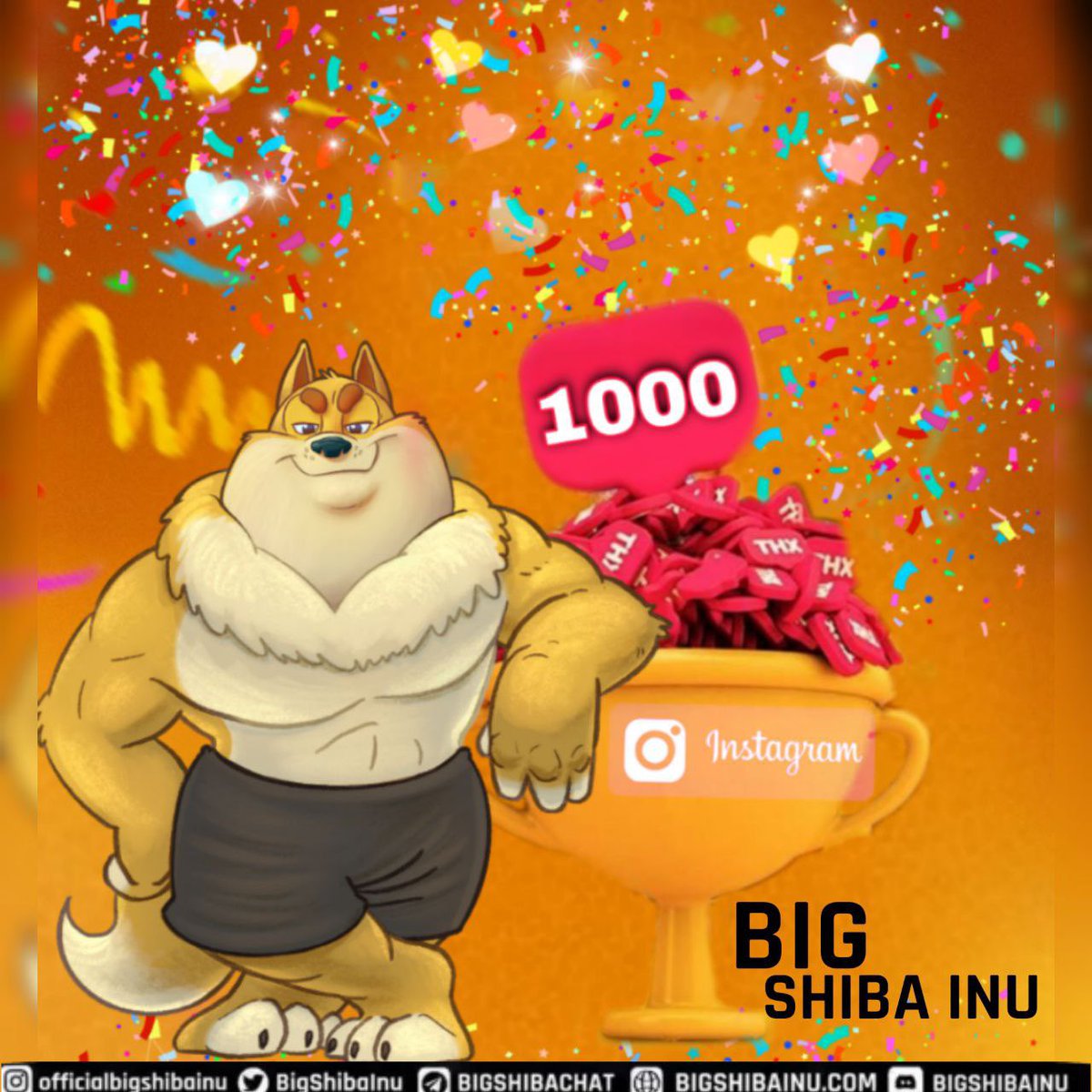 BigShibaInu's tweet photo. 🎉The #BIG Dog has reached 1000 followers on Instagram.🎉 

Follow all of our socials!

Instagram 
https://t.co/xc8SYB8Tb9
Discord 
https://t.co/X9kX3khvws
YT
https://t.co/uBtIGmg1Ks
Reddit 
https://t.co/WnNLcyHOgf
Tiktok 
https://t.co/cVRm7pa89A
Facebook 
https://t.co/17QES7SgMZ https://t.co/c03pLHT1G5