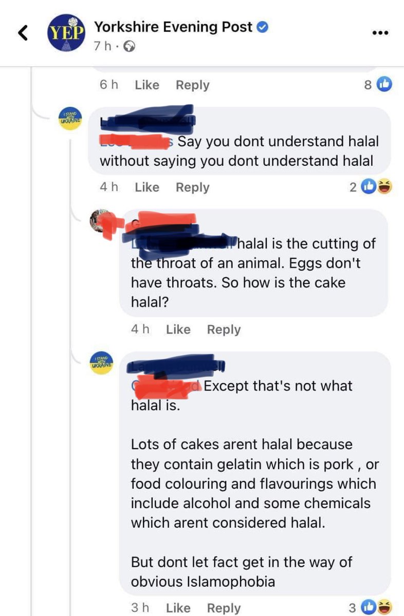 Unbelievable! Racists on Facebook attacking a small hard working Cake business in Leeds for making halal cakes for Muslim customers who request it. #Islamophobia has caused a big debate?? #FarageOnGBNews #asianweddings #racist #FBPE #GTTO