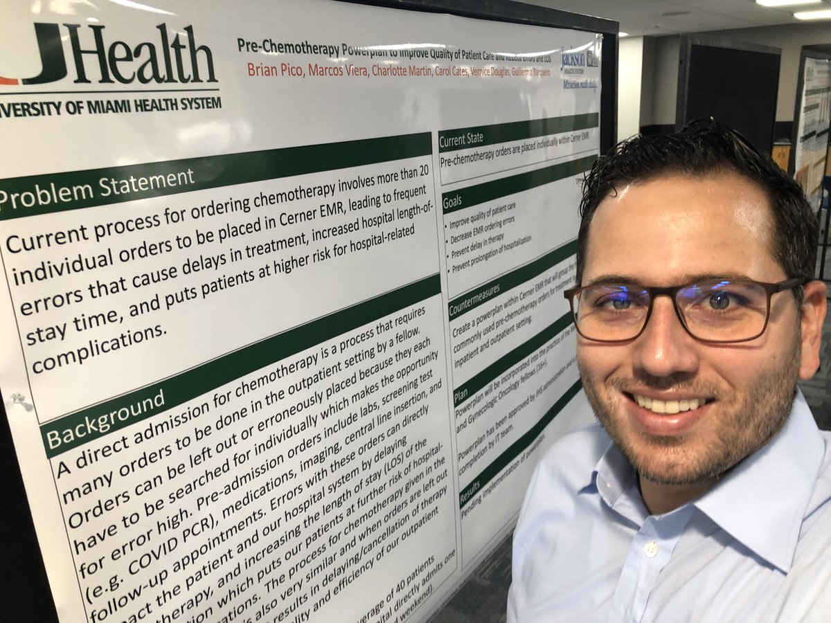 BPicoMD's tweet photo. Excited to be presenting our QI project at the 4th Annual GME Quality and Safety Showcase at UM/JMH. Project focuses on improving the quality of care for our cancer patients at @JacksonHealth. #decreaseLOS #improveQuality #DontForgetQI https://t.co/15kb58ulXs