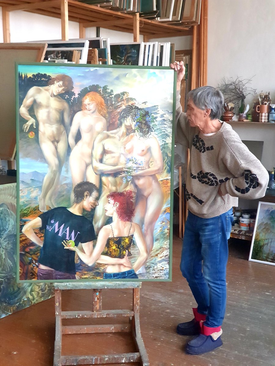IgorIvanyukart's tweet photo. For family reasons, I was unable to be in the digital space for a long time. I was finally able to return. There's a lot of interesting artwork ahead of us! 

#NFT #NFTs #NFTCommmunity #nftcollector #oilpainting #artwork https://t.co/GYVfKW8nnn