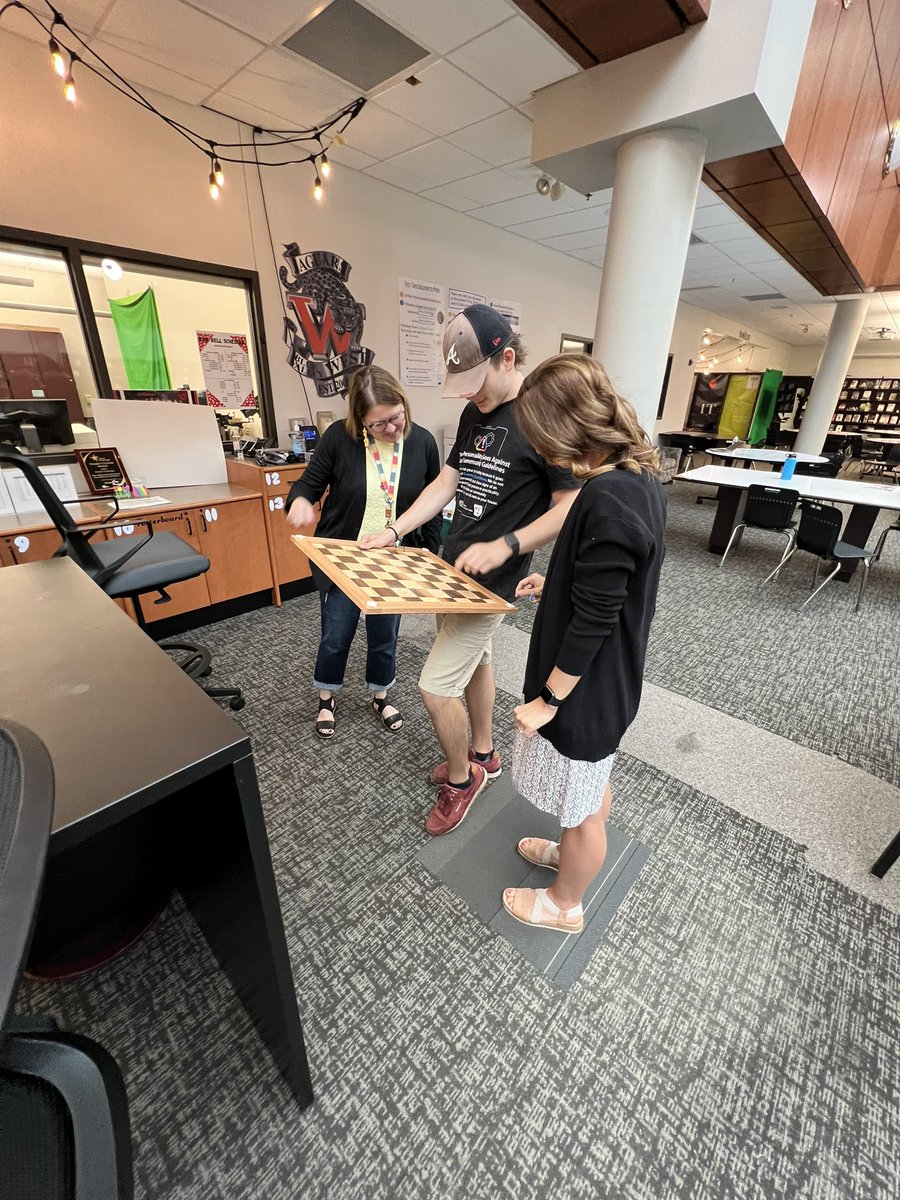 An amazing and generous senior made the library a chess board in Woodshop class. Our hearts are full. What a cool idea to gift the school!! ❤️