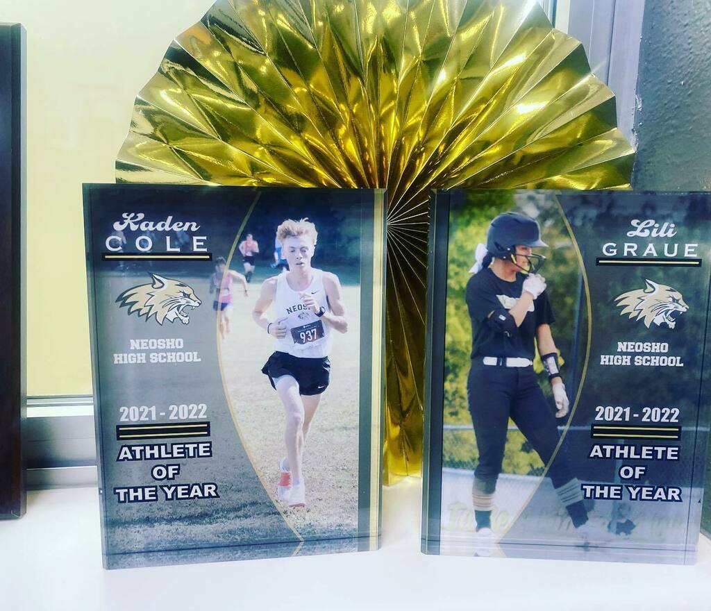 🎓NHS Senior Awards 2022🎓
Athletes of the Year, <a href="/KadenXCTF/">Kaden Cole</a> &amp; <a href="/liligraue14/">Lili Graue</a> presented by <a href="/barthur8/">Brandi Arthur</a>. Congratulations, Graduates!  
#NHSSeniors2022