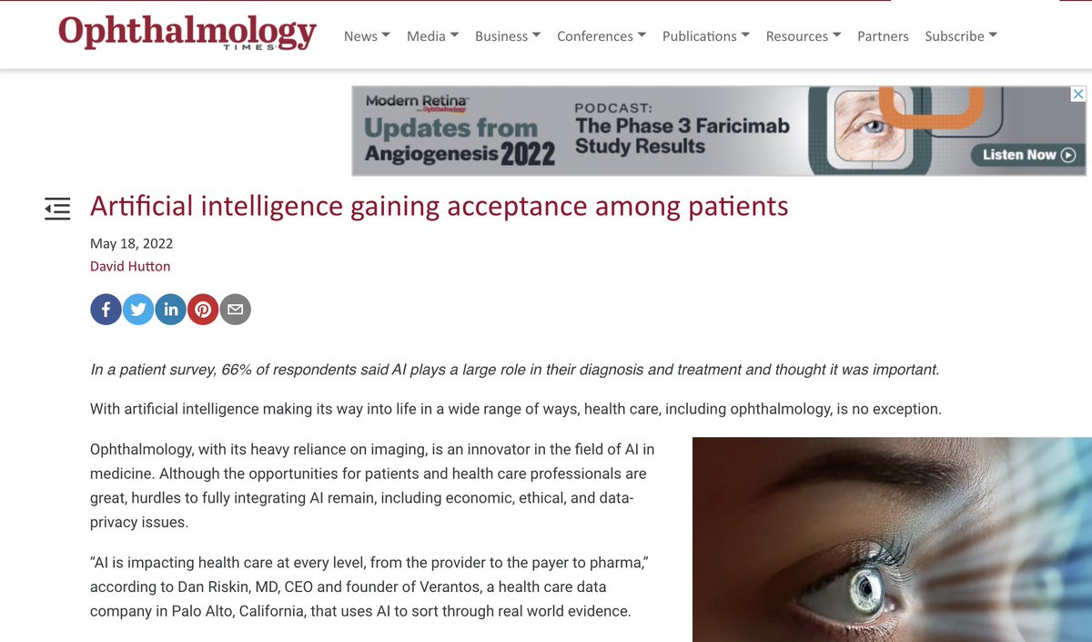 Moofize1's tweet photo. 🔦Notre Veille #Esante #Moofize
👇Artificial intelligence gaining acceptance among #patients - L'intelligence artificielle gagne du terrain auprès des patients !
✔️via @OphthTimes
#IA #AI #Ehealth #Ophthalmology #Ophthalmologie
https://t.co/K8xfPudK7T https://t.co/8knryRCqpF