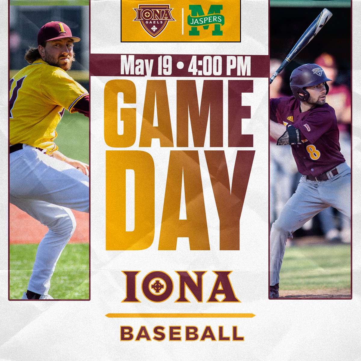 IonaBaseball's tweet photo. One Last Series!!

🆚: @JaspersBaseball
📍: Pomona, NY
🏟️: Clover Stadium
⏰: 4:00 PM
📊: https://t.co/ofJ8AQ7akW
📺: https://t.co/8UbJyDe3rc

#ICBASE | #GaelNation https://t.co/5S2HNrYgGF