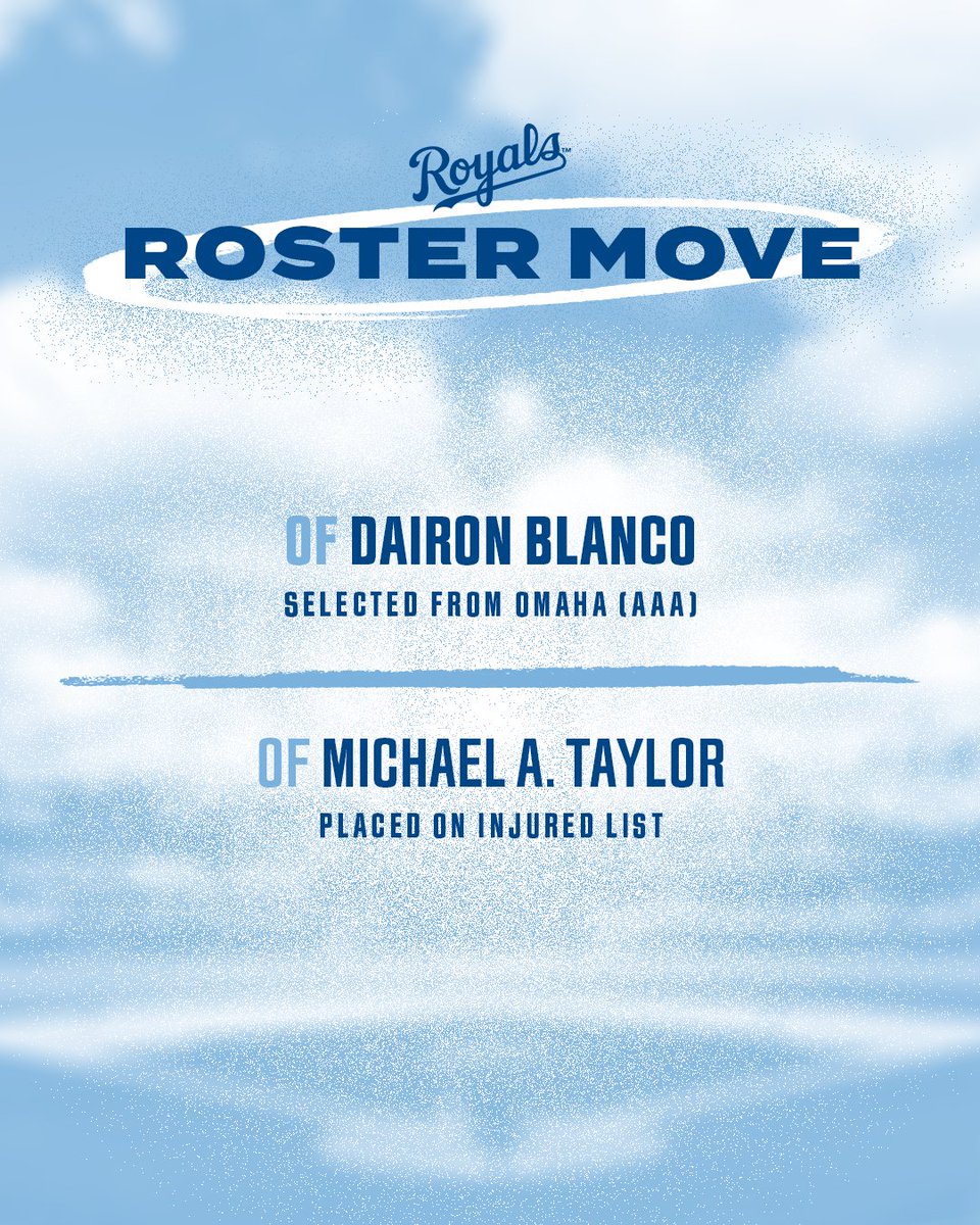 Royals roster moves:
Selected OF Dairon Blanco from Omaha (AAA)
Placed OF Michael A. Taylor on the Injured List