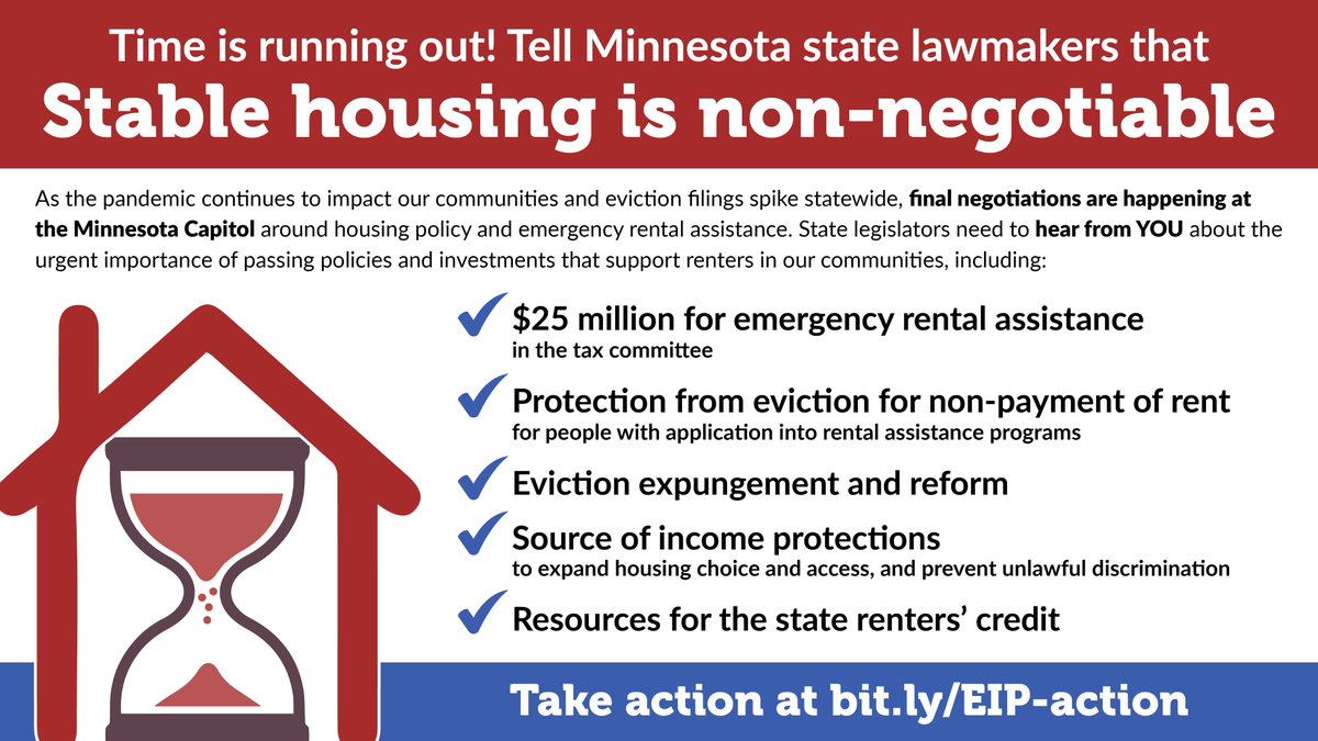 TheAlliance_TC's tweet photo. Final negotiations are happening at the Capitol &amp; #mnleg leaders must address skyrocketing evictions &amp; essential renters protections before they adjourn! Take action TODAY to tell key leaders that housing is non-negotiable: https://t.co/4BK9X5khAl https://t.co/PD8MN13ZRB