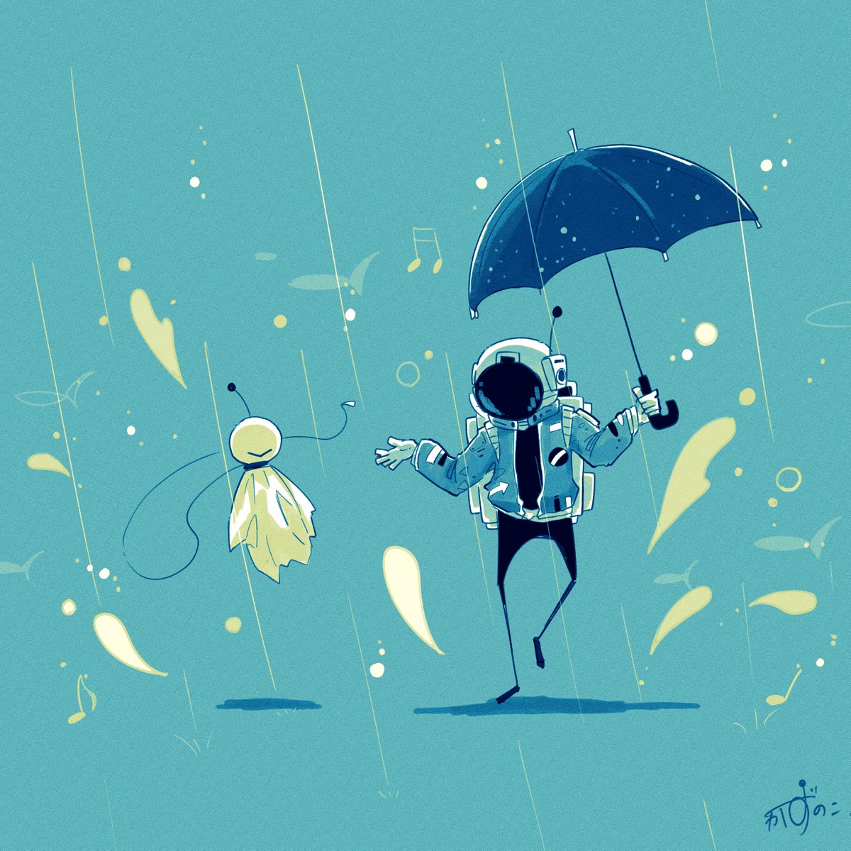 umbrella rain holding umbrella musical note 1boy holding signature  illustration images