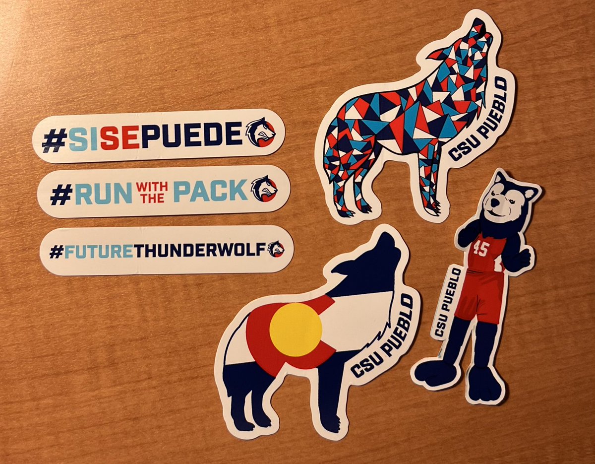 lyssalo98's tweet photo. What started as one graphic design class has finally come full circle and resulted in institutional branding. Below are the initial drafts and the stickers on the table are the final products. It was such an honor to be chosen to design new recruitment stickers for CSU Pueblo. https://t.co/dOMB3ATq0F