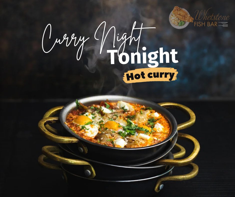 Curry Night tonight!!! 🥘

Hot chicken curry 🍲

Available with Naan 🫓, rice 🍚, chips🍟 or all 3 🍚🍟🫓

Delivery service available 🚙