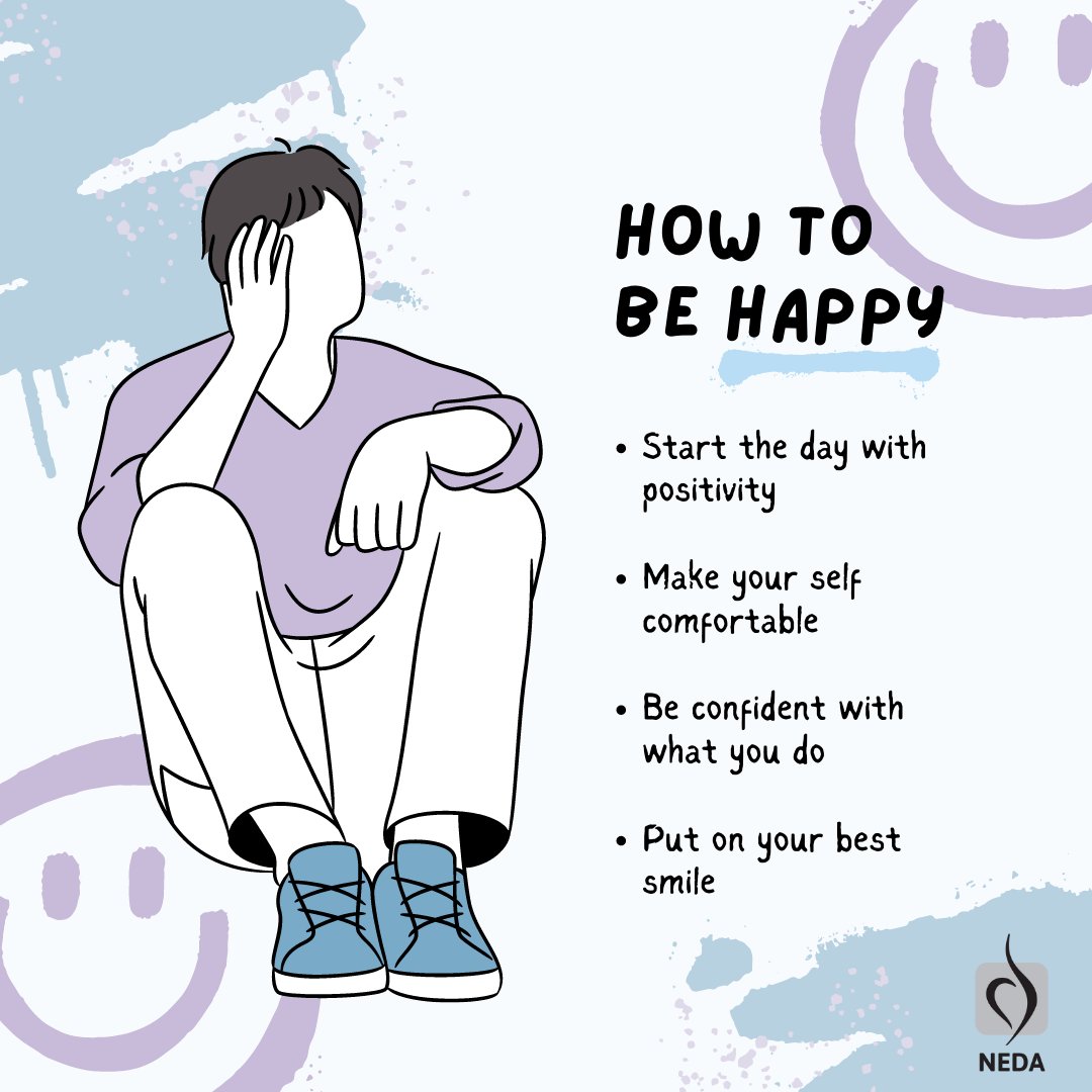 Here are some helpful tips to stay happy and positive! Feel free to SHARE any TIPS in the COMMENTS that you feel help to keep a positive and happy mind. 💚🤗 #happydays #staypositive #mindfulness #NEDA