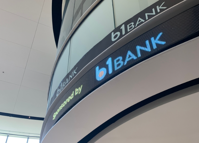 sassoagency's tweet photo. A huge congratulations to #b1BANK and their new partnership with #LSU E. J. Ourso College of Business as they unveiled their b1BANK-LSU stock ticker. We were honored to be able to attend the event to support our client, b1BANK, and celebrate this milestone. https://t.co/ygLOMTtMrc