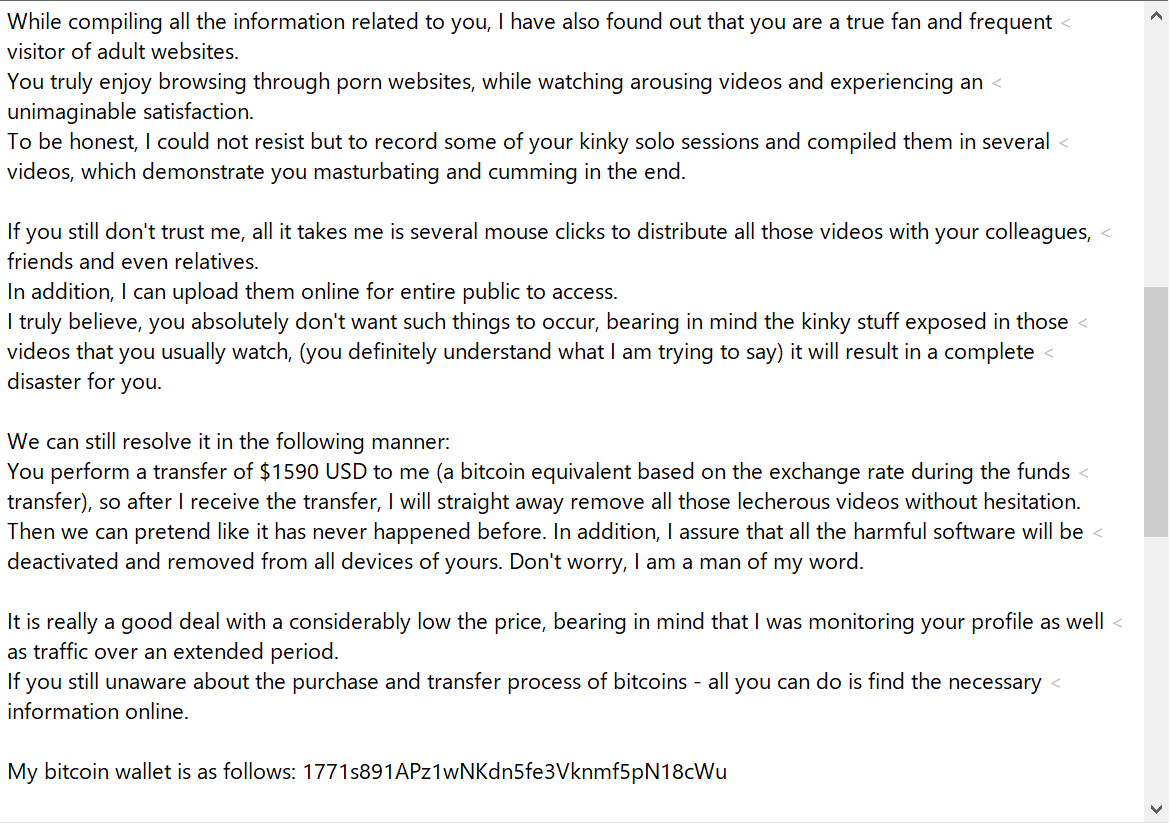 You have an outstanding payment. Debt settlement required.  等の件名で暗号資産(仮想通貨)を要求する #性的脅迫(#sextortion)#詐欺メール(英文) Deviceを乗っ取りエッチな弱みを握ったとして Bitcoinを要求してますが #詐欺 です。 絶対に要求に応じないで！ BTC ...