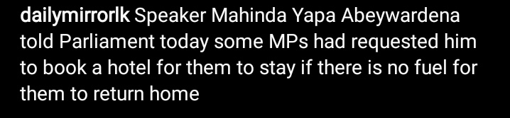 Jaybasnayake's tweet photo. If you ever feel bad about yourself, just remember that the MPs who are in charge of a whole nation, can't even book a hotel room.
වෙන මොන කතාද?
#SriLanka #CostOfLivingCrisis https://t.co/Z67DZKpEU2