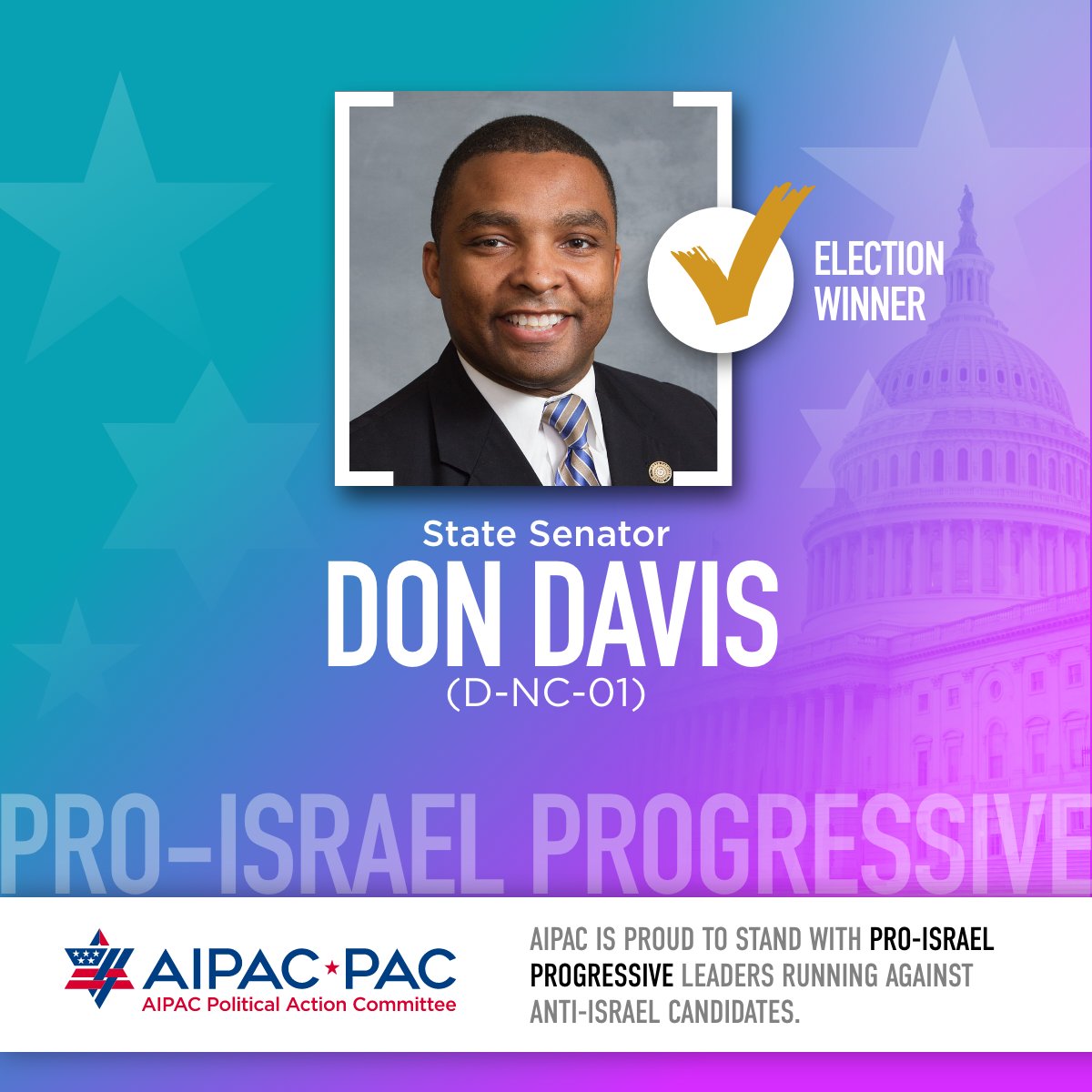 AIPAC, and our 1.6 million grassroots members, proudly exercise our civic and democratic rights to participate in the political process. By helping elect pro-Israel progressive leaders - including pro-Israel progressive women of color - we advance America's interests and values.