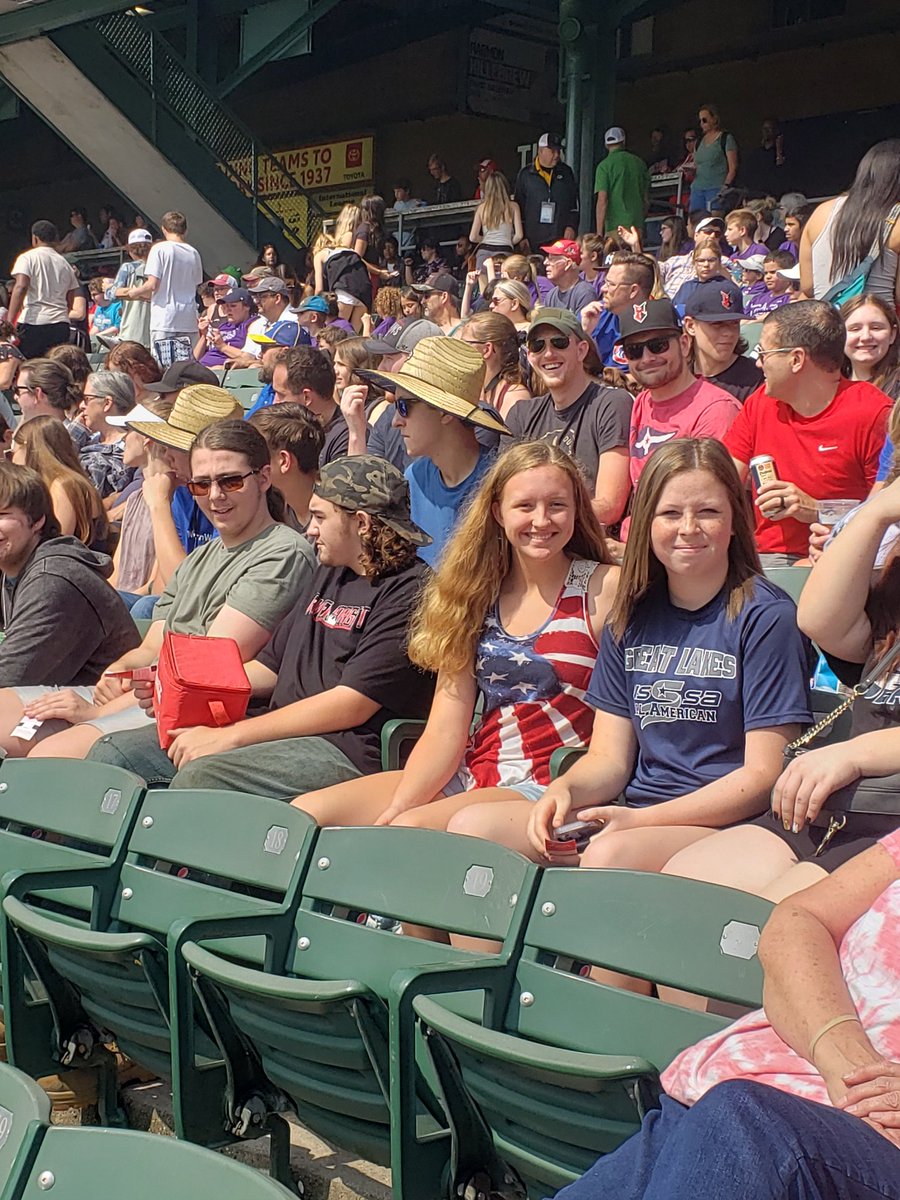 MathEagles's tweet photo. We have arrived for fun day of school! Rewarding over 240 students for good choices at the best minor league ball field in America! @lakes_renee @SuptStover @LHSGoldenEagles @indyindians https://t.co/gxgd7buiGX