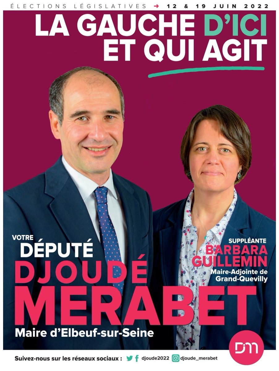 Djoudé Merabet 2022 (@djoude2022) on Twitter photo Pour les #Legislatives2022, dans notre circonscription, les 12 et 19 juin, choisissons la Gauche d'ici et qui agit ! 🗳️
Avec <a href="/BarbaraGuillem7/">Barbara Guillemin</a> nous portons une candidature qui rassemble plus de 150 élus du territoire et plus de 1500 habitants. Pour les #Legislatives2022, dans notre circonscription, les 12 et 19 juin, choisissons la Gauche d'ici et qui agit ! 🗳️
Avec <a href="/BarbaraGuillem7/">Barbara Guillemin</a> nous portons une candidature qui rassemble plus de 150 élus du territoire et plus de 1500 habitants.