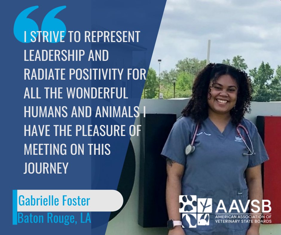 AAVSB's tweet photo. Please join us in congratulating Gabrielle Foster, the recipient of the 2022 VTNE Celebrating Diversity Award! Gabrielle represents someone who exhibits cultural humility and competence as a veterinary professional.

Read more at: https://t.co/xLRg1TPBCq https://t.co/4XB4oLbEZb