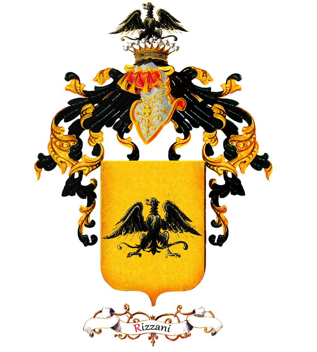 annuarionobilta's tweet photo. #Stemma della #famiglia dei conti #Rizzani, seconda versione, disegno dello stemma a cura di #AndreaBorella (maggio 2022). Parte III dell'#AnnuariodellaNobiltàItaliana, XXXIV edizione (2021-2023), in corso di preparazione. https://t.co/RlhompNJkv