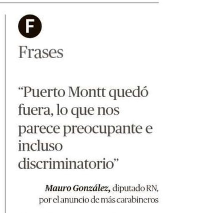 Reiteramos nuestro llamado a entregar más apoyo a <a href="/Carabdechile/">Carabineros de Chile</a> en la Región de Los Lagos y nuevamente solicitamos que se estudie seriamente aumentar la dotación de ellos en Puerto Montt y en la región.