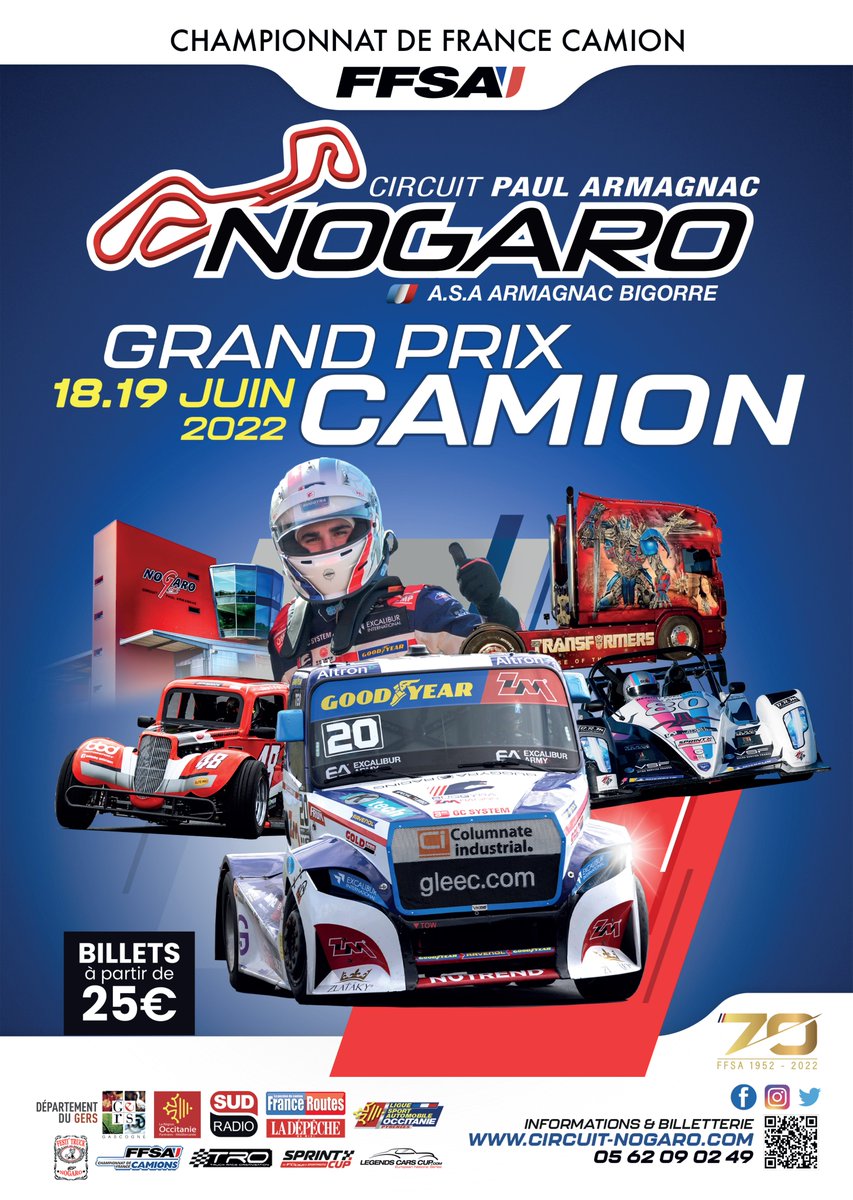 ⏳Prochain rendez-vous : Grand Prix Camion !! Voici l'affiche de l'évènement qui aura lieu les 18 et 19 juin !

ℹ️ Plus d'infos : circuit-nogaro.com/fr/manifestati…