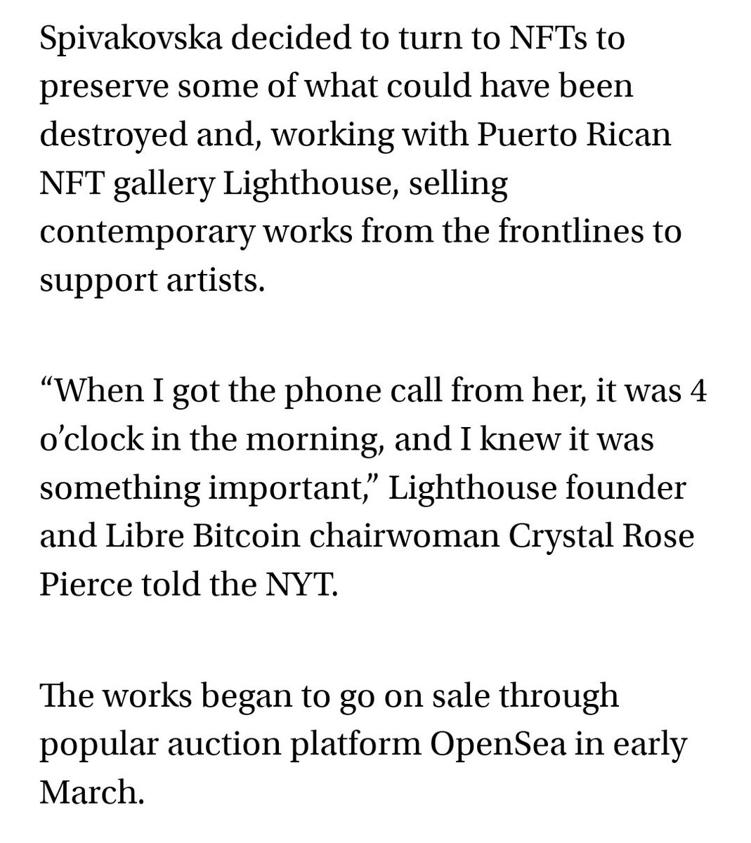 brockpierce's tweet photo. Really proud of the work @crystalrose  @spivakovska and all of the #Ukraine️ artists have accomplished to help 🇺🇦.

🎨 There's still time to bid.
Visit the #NFT gallery here:
https://t.co/4jqxbSmexX

Full article at;
https://t.co/SnKdMLYGl0

#lighthousesmartgallery #nftart https://t.co/zHhg3eVohk
