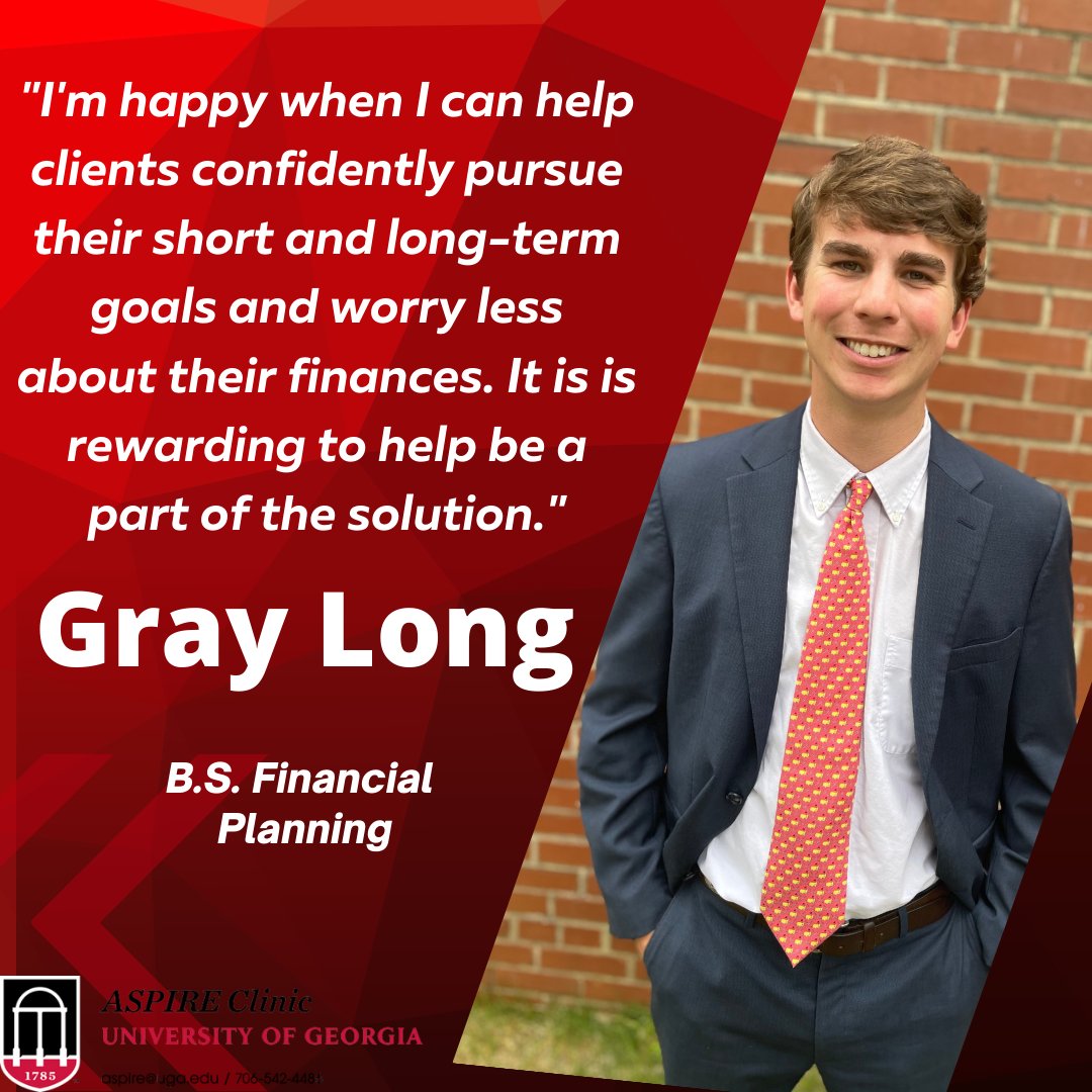 Thank you to ASPIRE Clinic financial team member Gray Long. Gray is a UGA student pursuing a B.S. in Financial Planning.
Learn more about Aspire here: bit.ly/3qeY8qg#ASPIRE #financialcounseling #financialtherapy #financialplanning #mentalhealth #holistic #financialwellness