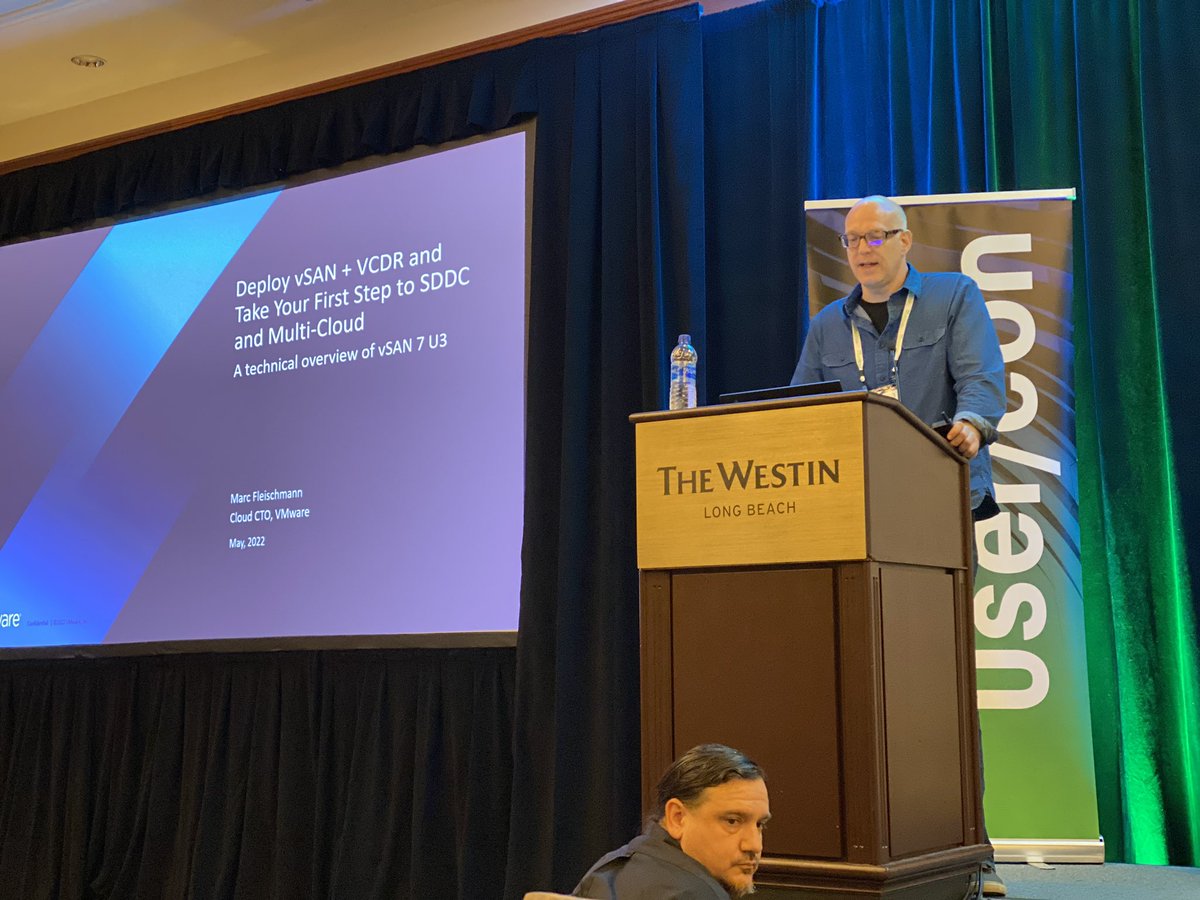 Marc Fleischmann giving the keynote for the #SoCalUserCon <a href="/MyVMUG/">VMware User Group</a> at the Westin in Long Beach. We’re here all day, so come check it out!