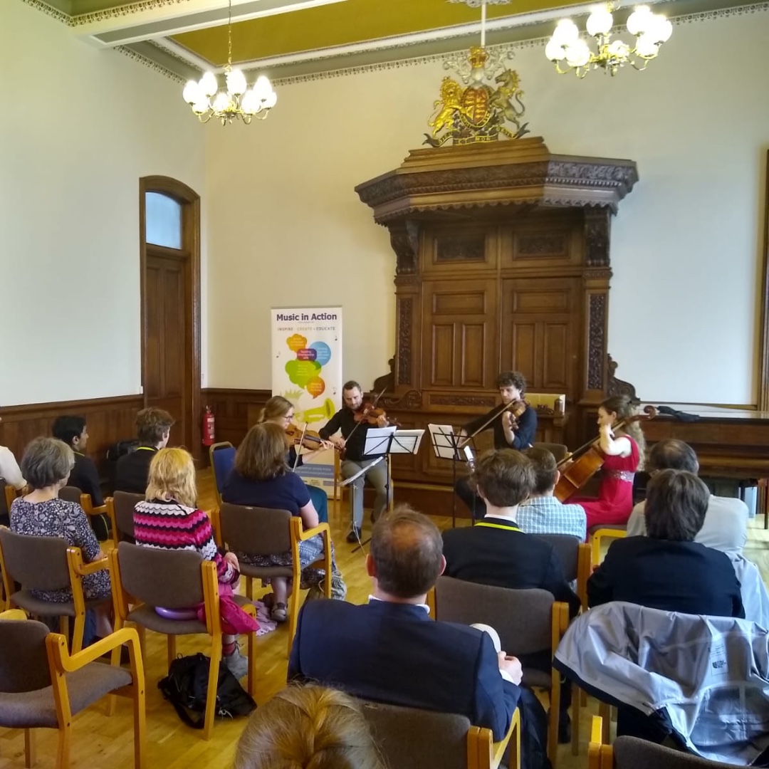 MusicinActionHQ's tweet photo. Wonderful playing of Vaughan-Williams String Quartet No 2 by the Liberation Quartet with Anna Smith, Will Hillman, Johan Hoglind and Hannah Lewis.  

#Libfest   #MusicinActionHQ  #Amazingmusic https://t.co/pqymc3G0c6