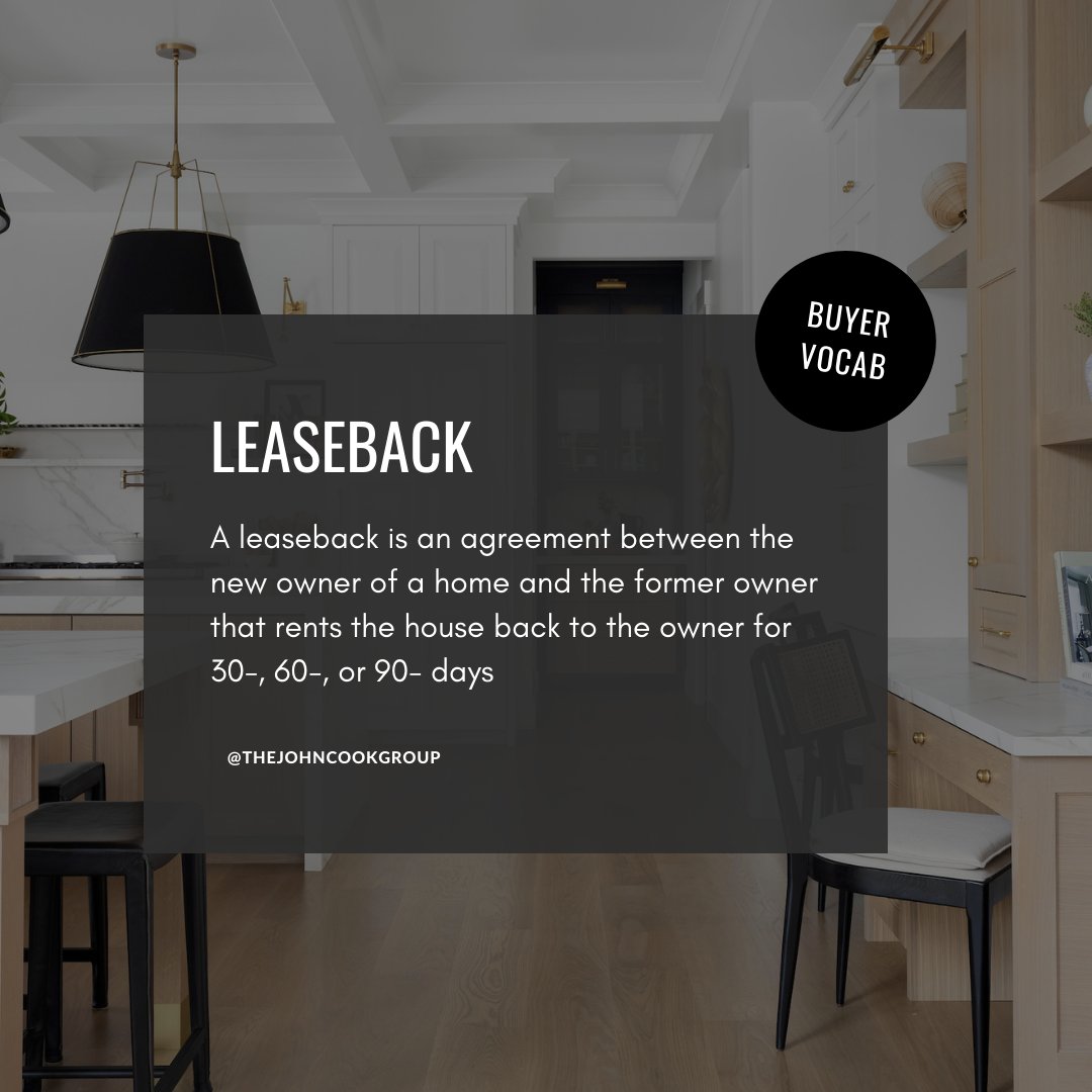 lookwithcook's tweet photo. You made a killer offer, and the sellers are on board. There’s just one hiccup. They need to hang around town for several more months. You don’t want to lose the house, and you’re willing to be flexible. The solution? A leaseback. ⁣ https://t.co/MXVNE00ZCm